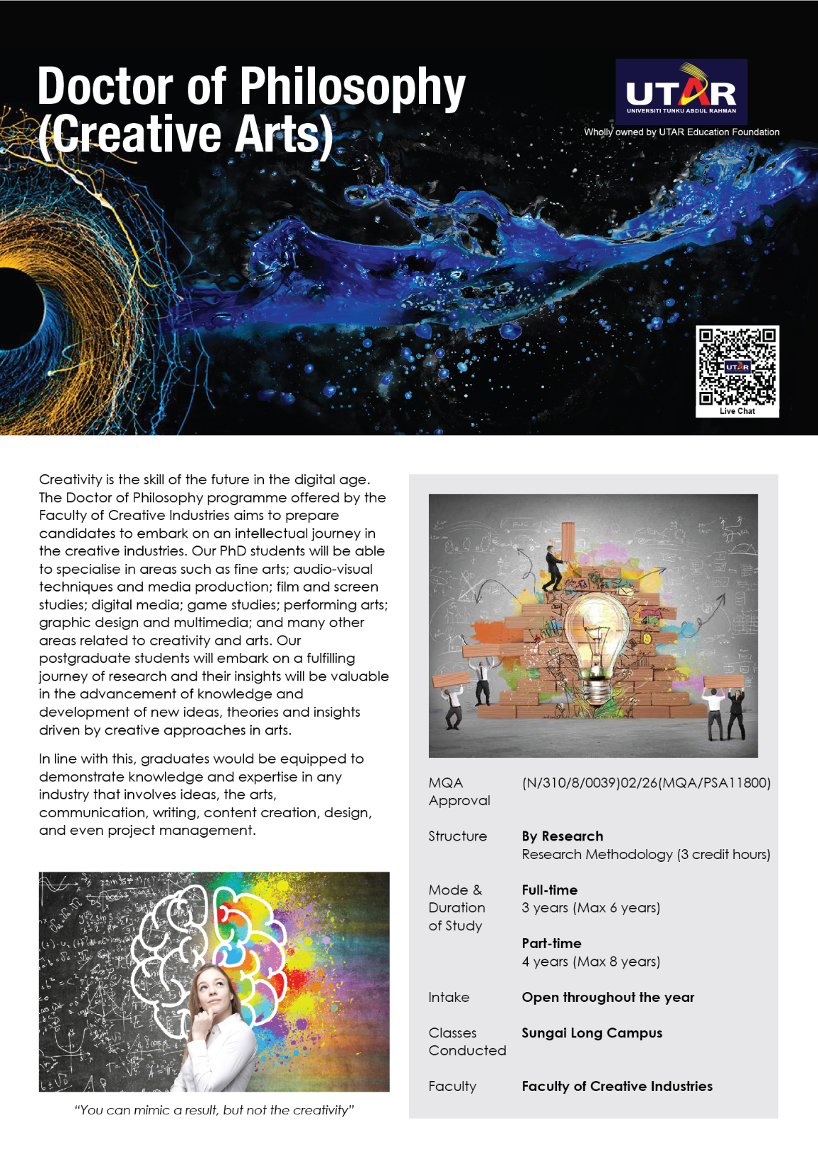 PhD degree in Creative Arts flyer page 1 