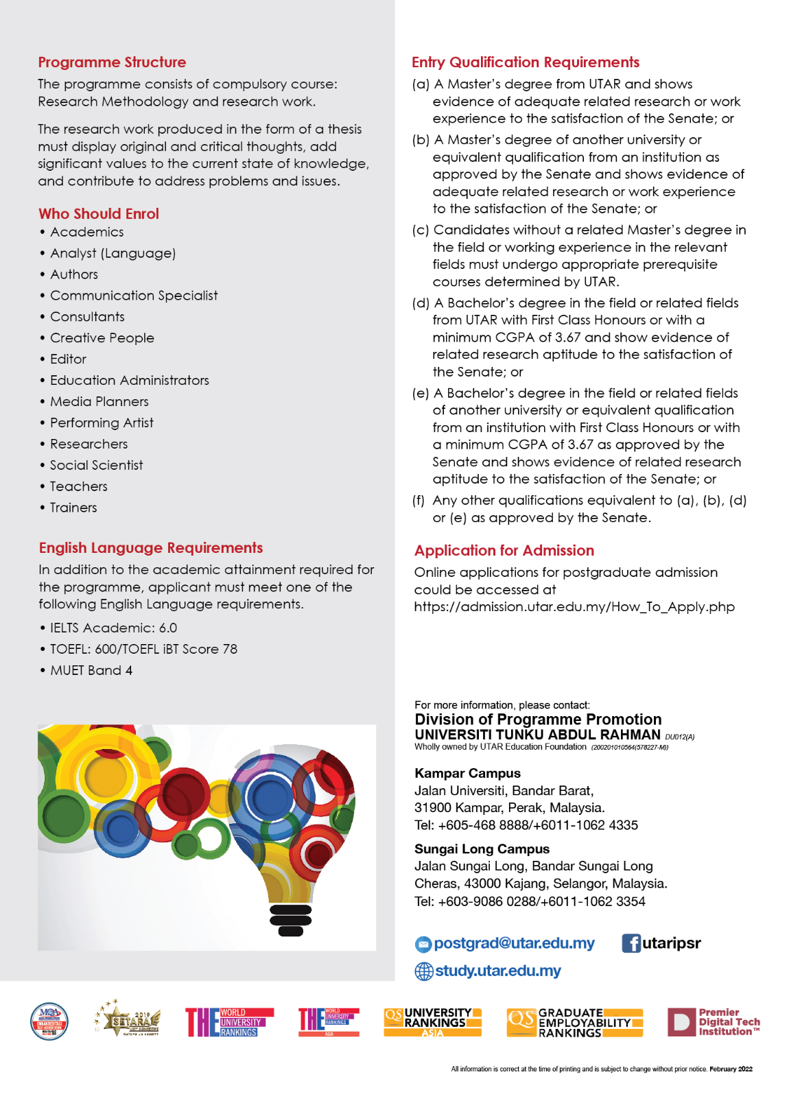 PhD degree in Creative Arts flyer page 2