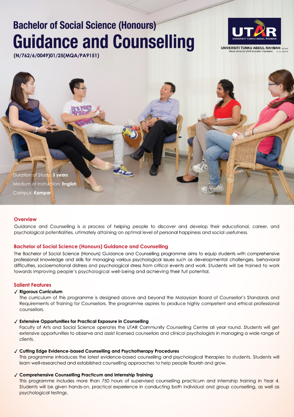 Undergraduate study in guidance and counselling